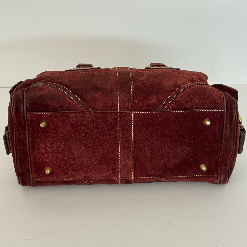 Coach Suede Vintage Mia Soho Satchel Bag with Leather Trim Red Burgundy F10061 - Picture 12 of 16